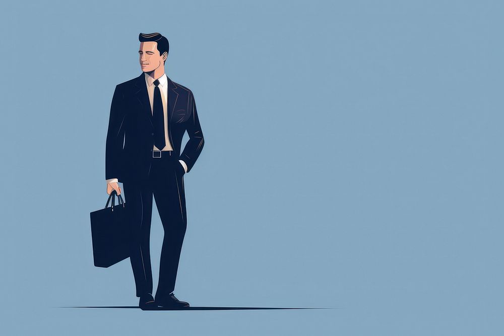 Briefcase portrait adult blue. AI generated Image by rawpixel.