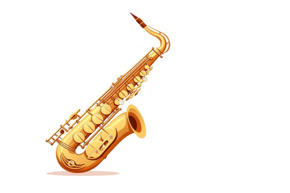 Saxophone gold white background performance. AI generated Image by rawpixel.