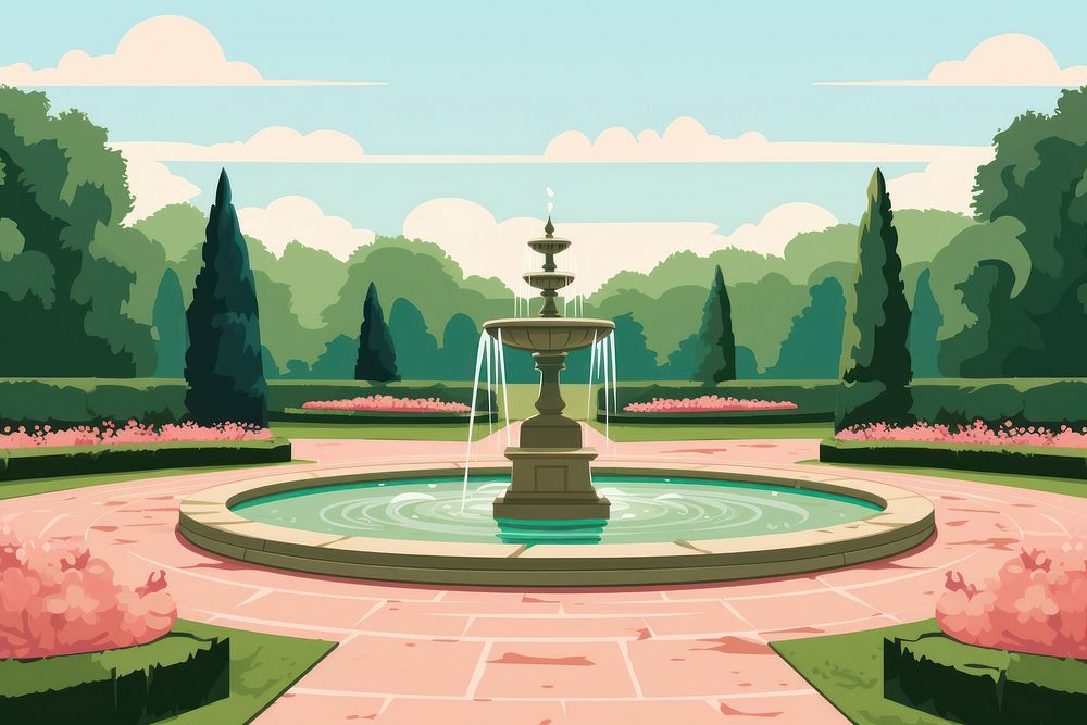 Fountain architecture outdoors garden. AI generated Image by rawpixel.