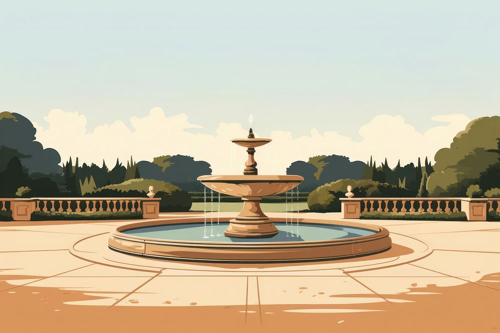 Fountain architecture creativity building. AI generated Image by rawpixel.