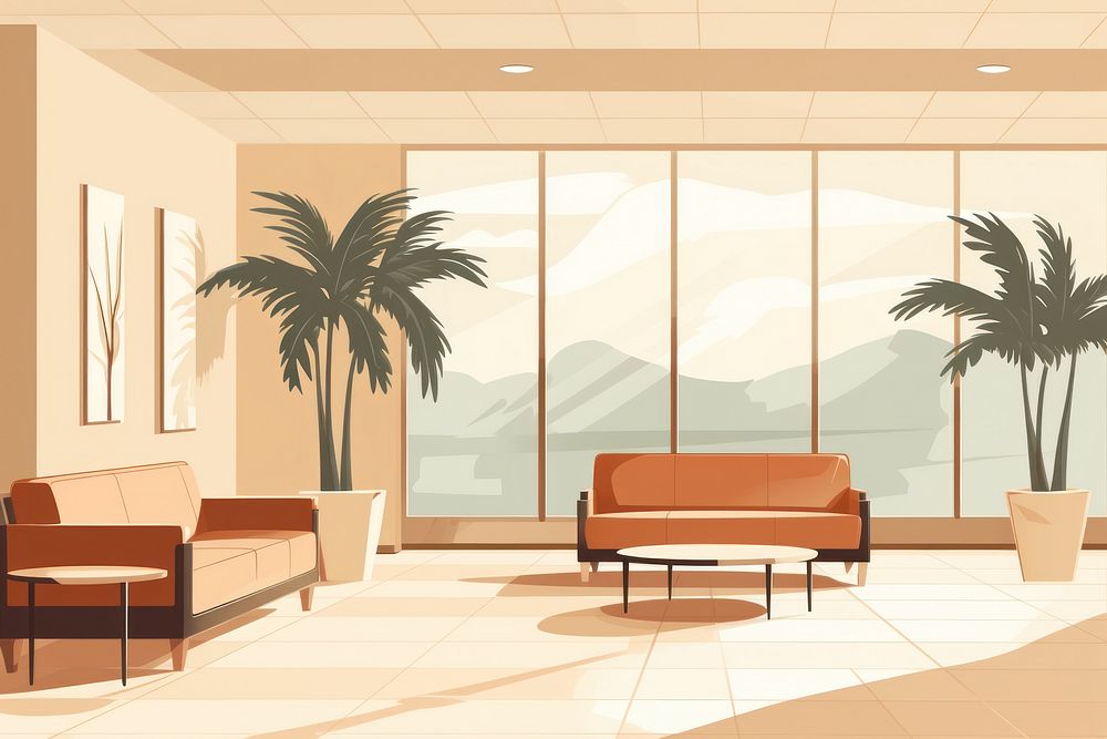 Lobby architecture furniture reception. AI generated Image by rawpixel.