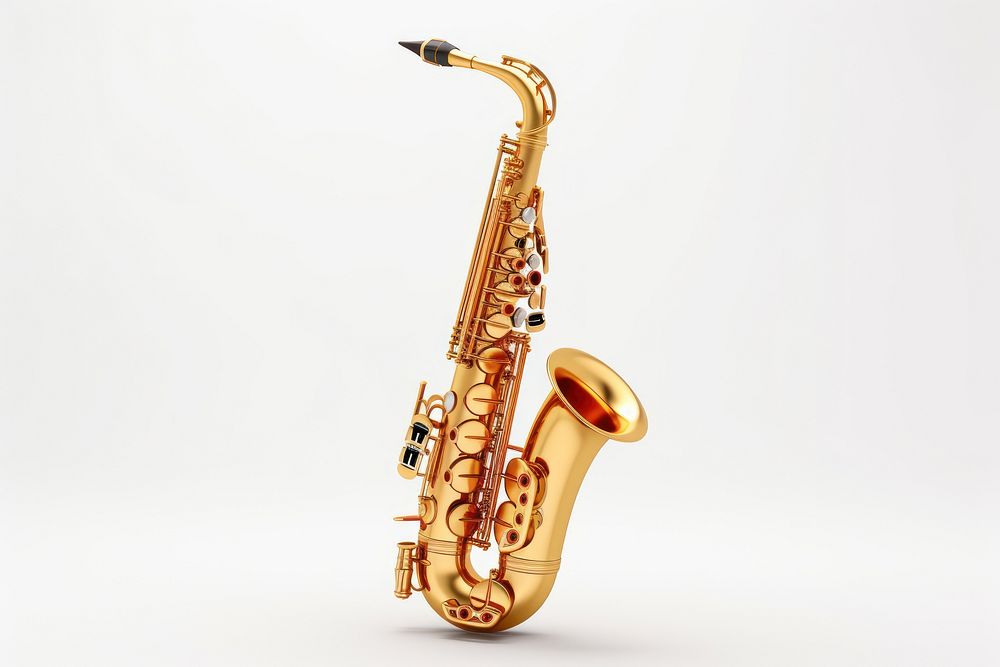 Saxophone gold white background saxophonist. AI generated Image by rawpixel.