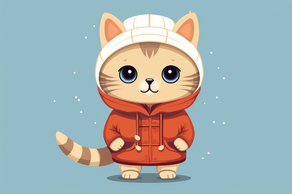 Cartoon kitten winter representation. AI generated Image by rawpixel.
