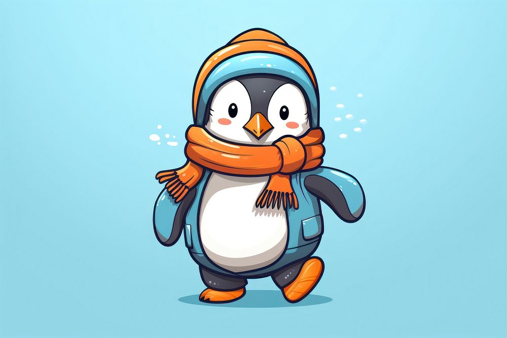 Penguin cartoon winter bird. AI generated Image by rawpixel.
