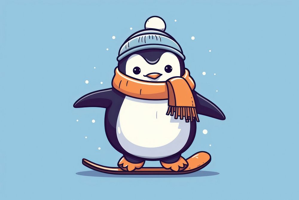 Penguin winter snow cartoon. 