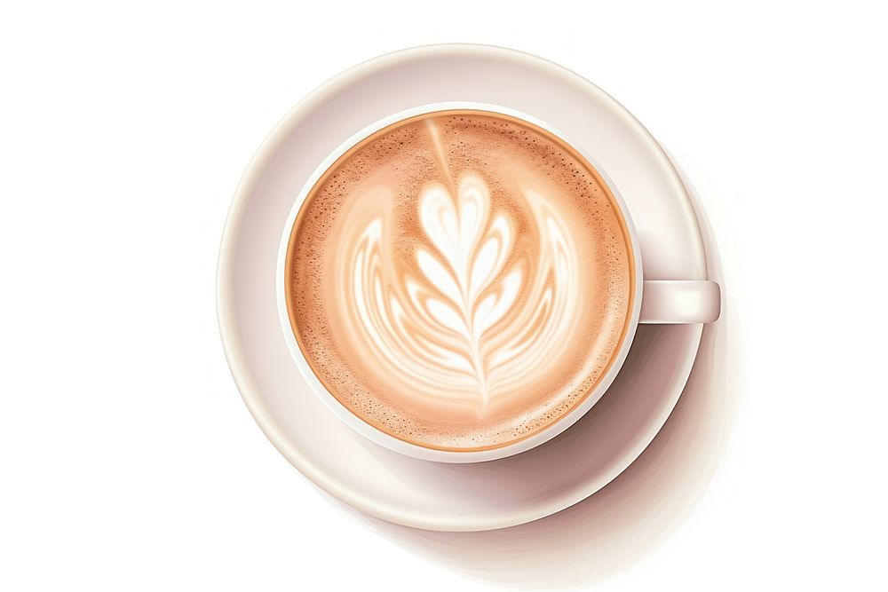 Coffee cup cappuccino latte, digital paint illustration.