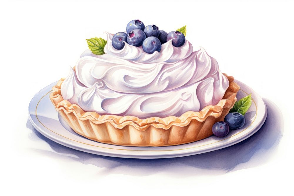 Plate blueberry dessert cream. AI generated Image by rawpixel.