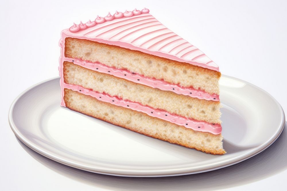 Plate cake sandwich dessert, digital paint illustration. AI generated image