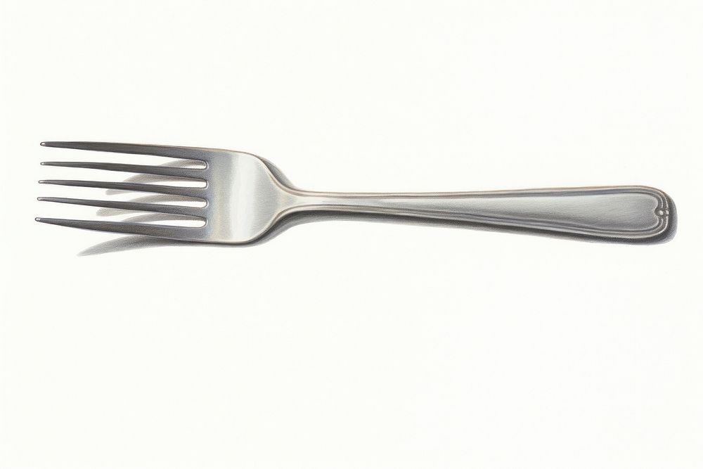 Fork white background silverware tableware, digital paint illustration. AI generated image