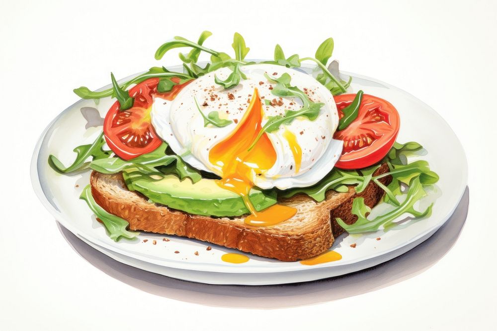 Plate egg tomato salad. AI generated Image by rawpixel.