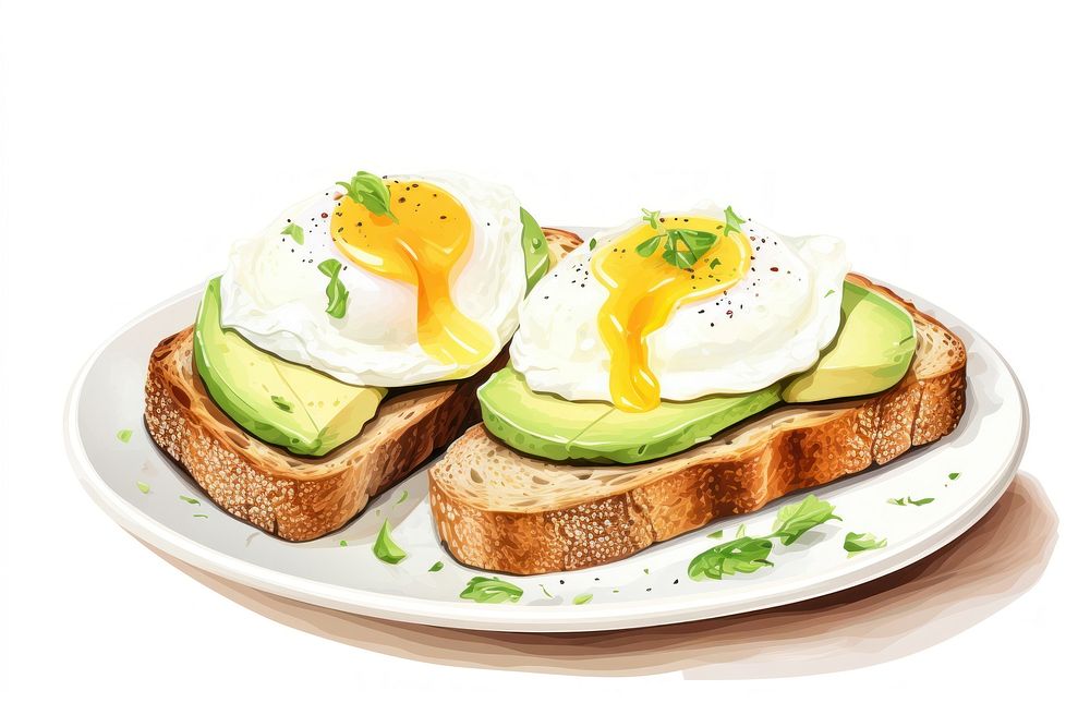 Plate egg avocado food. AI generated Image by rawpixel.