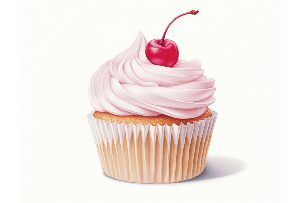 Cupcake dessert cherry cream. AI generated Image by rawpixel.
