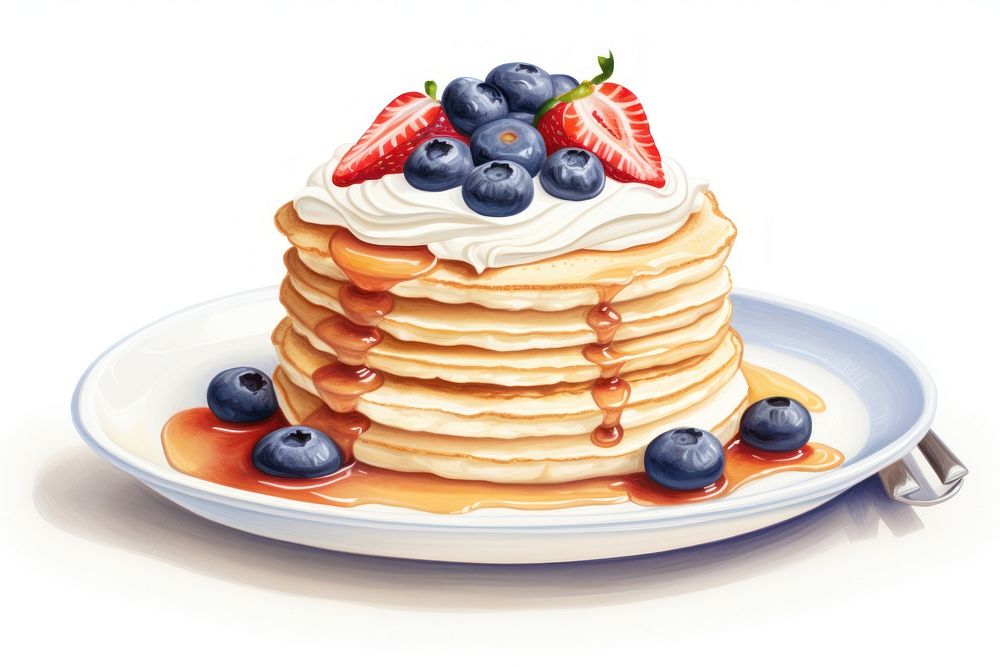 Pancake blueberry dessert berries. AI generated Image by rawpixel.