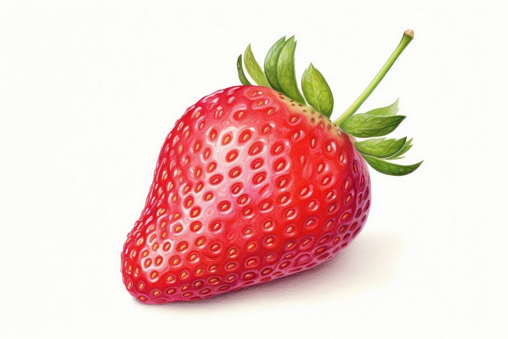 Strawberry fruit plant food, digital paint illustration. AI generated image