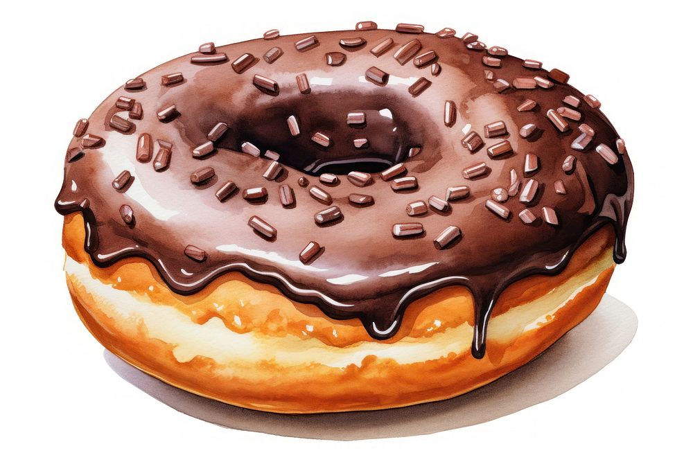 Chocolate doughnut glaze donut, digital paint illustration. AI generated image