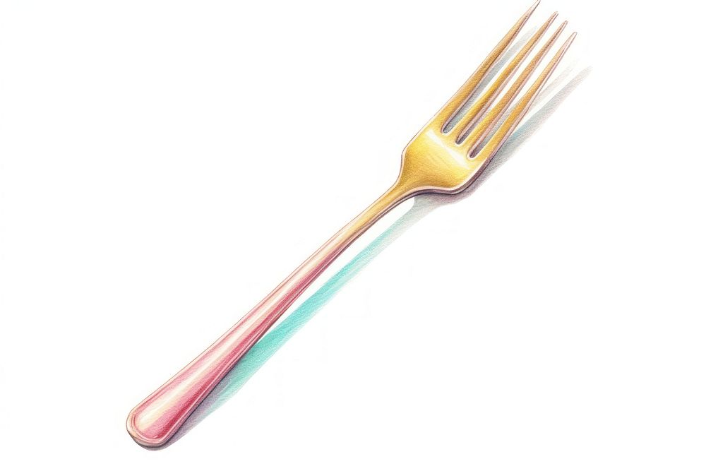Fork white background silverware toothbrush, digital paint illustration. AI generated image