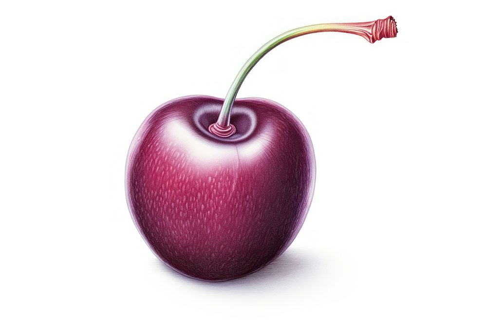 Cherry apple fruit plant, digital paint illustration.