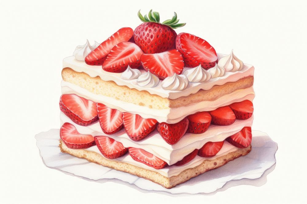 Strawberry cream cake dessert. AI generated Image by rawpixel.