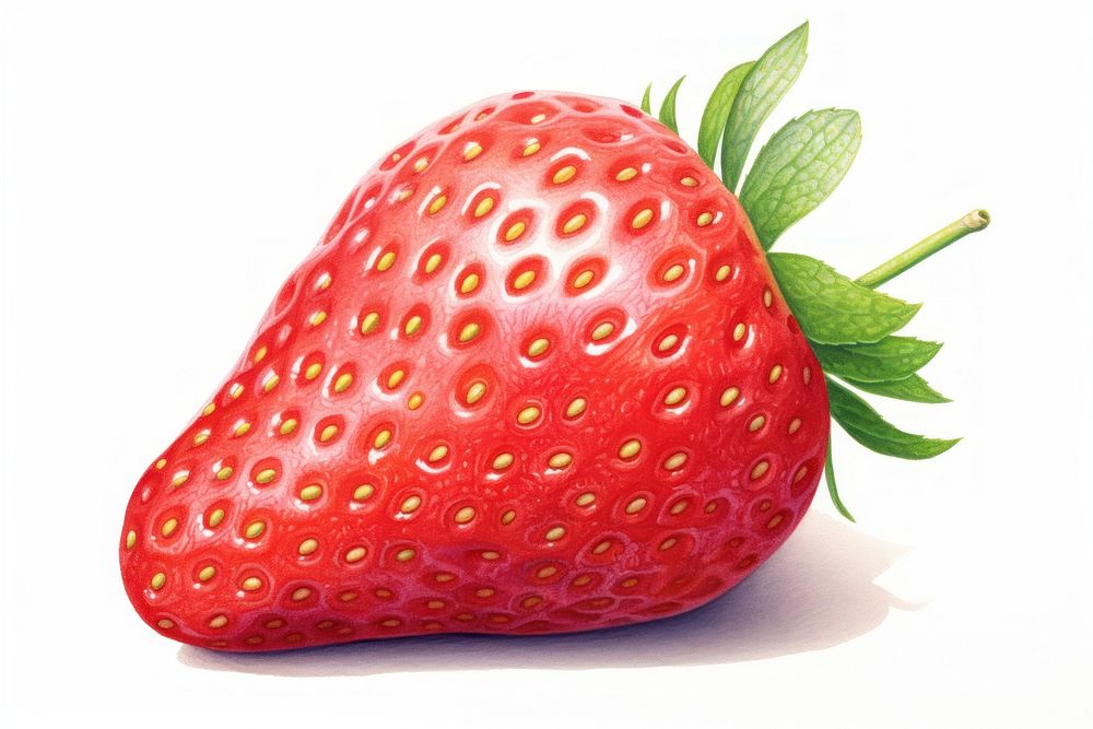 Strawberry fruit plant food, digital paint illustration.