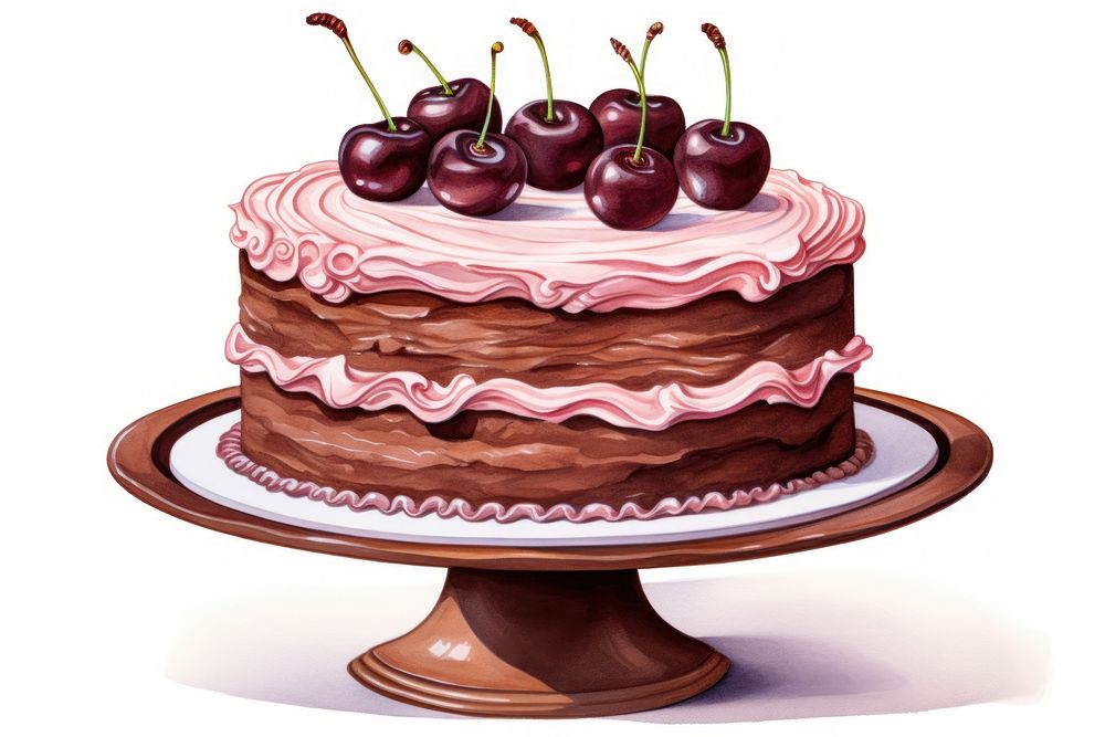 Cake chocolate dessert cream, digital paint illustration. AI generated image