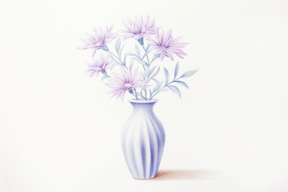 Flower vase plant inflorescence, digital paint illustration. AI generated image