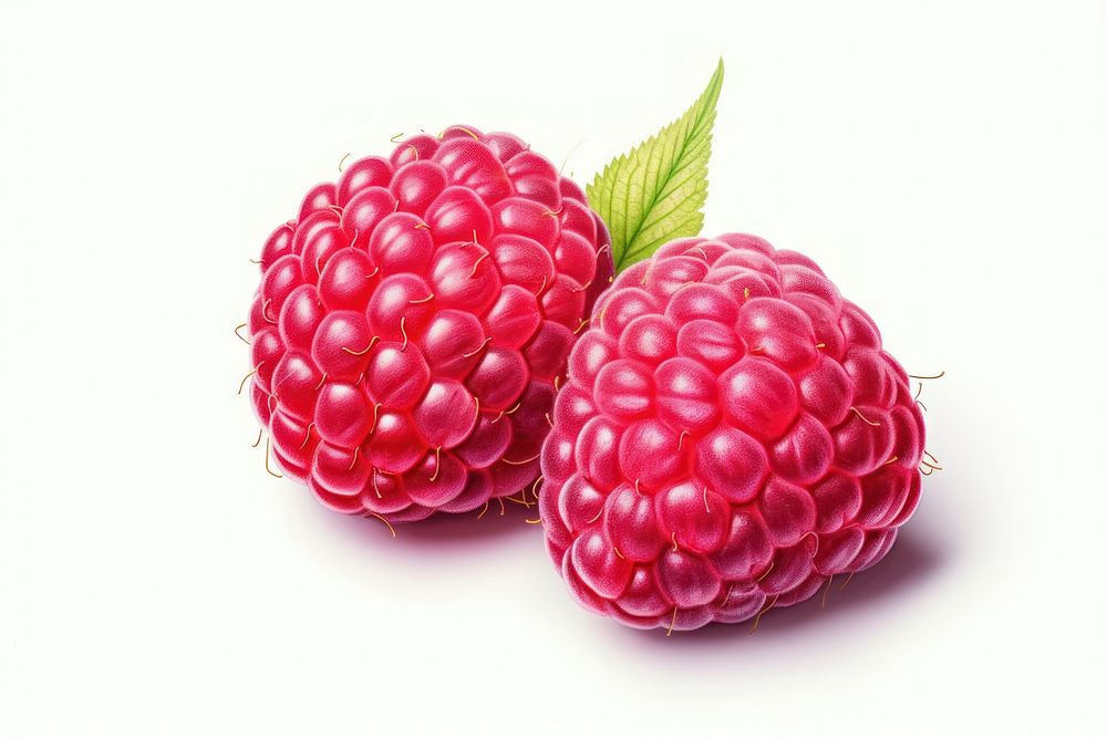 Raspberry fruit plant food, digital paint illustration. AI generated image