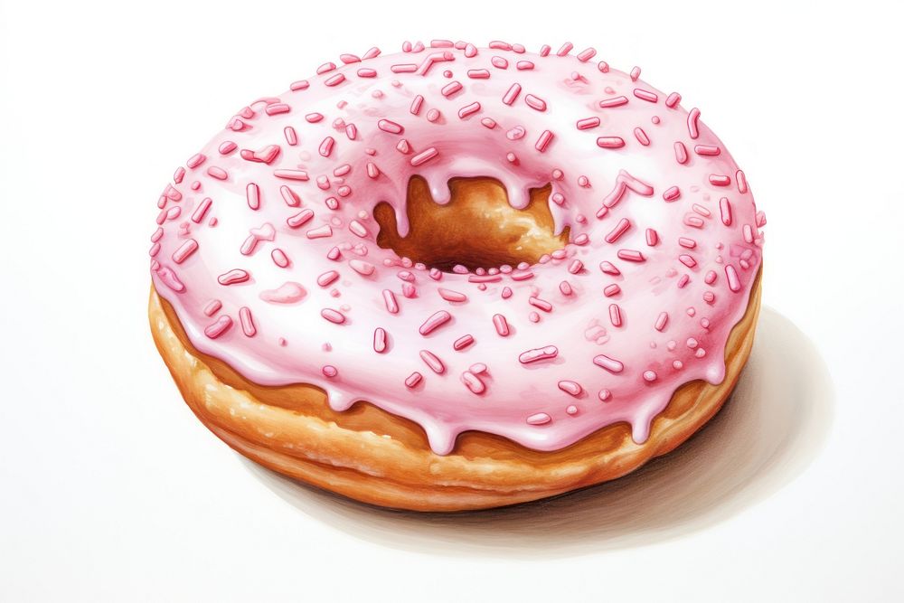 Donut dessert glaze food, digital paint illustration. AI generated image