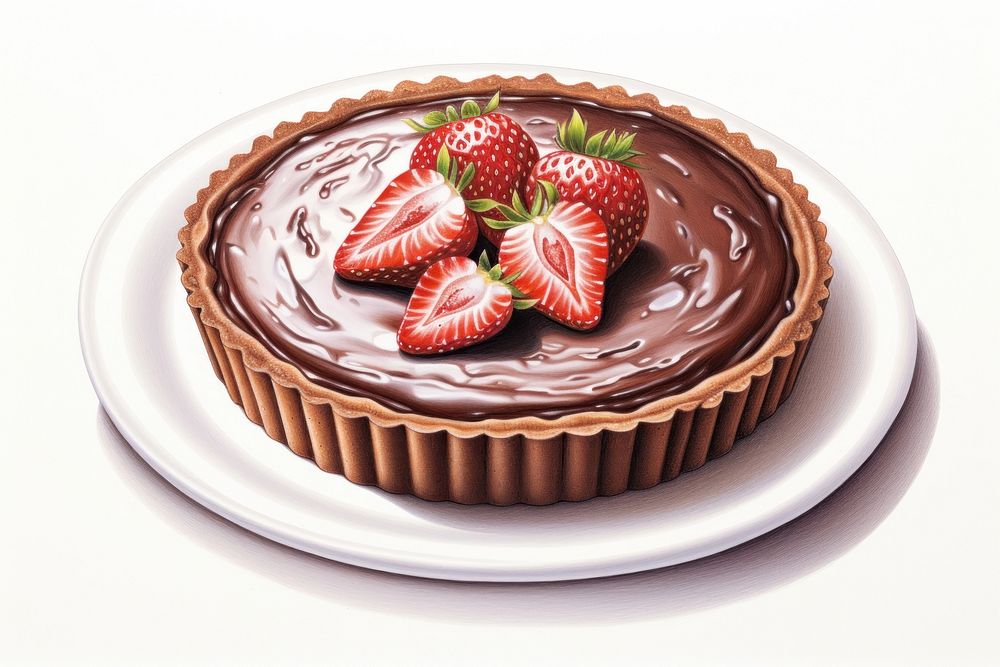 Plate tart strawberry chocolate. AI generated Image by rawpixel.