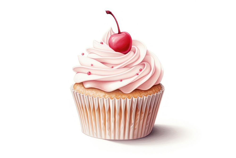 Cupcake dessert vanilla cherry. AI generated Image by rawpixel.
