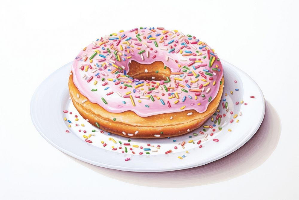Sprinkles donut dessert glaze, digital paint illustration. AI generated image