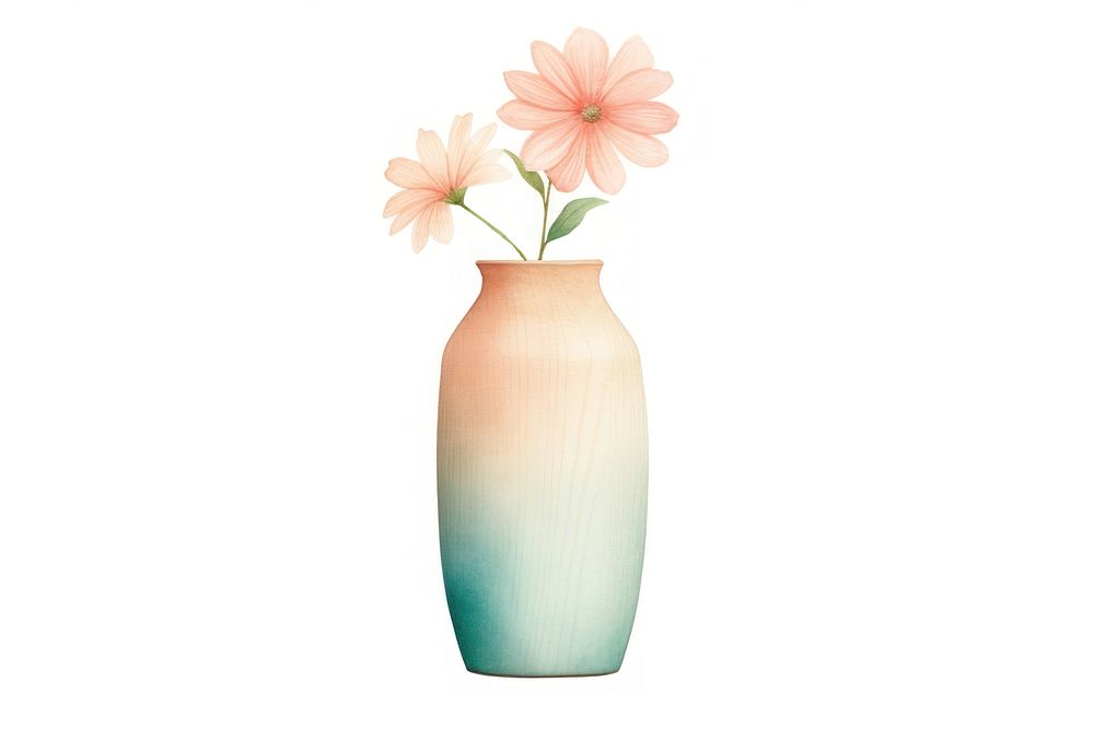 Flower vase plant white background, digital paint illustration. AI generated image