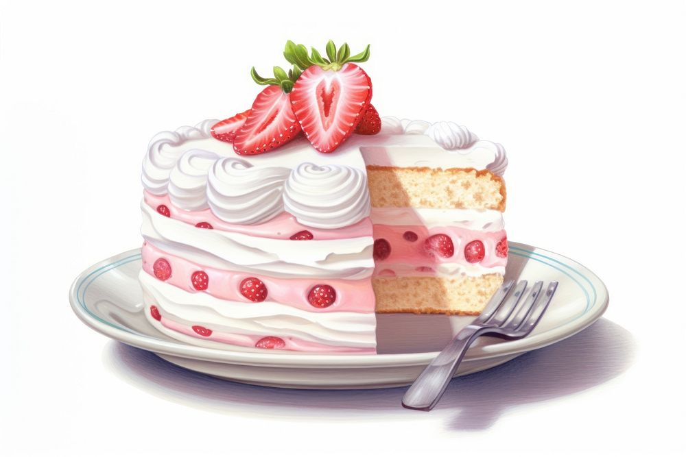 Strawberry cream cake dessert. AI generated Image by rawpixel.