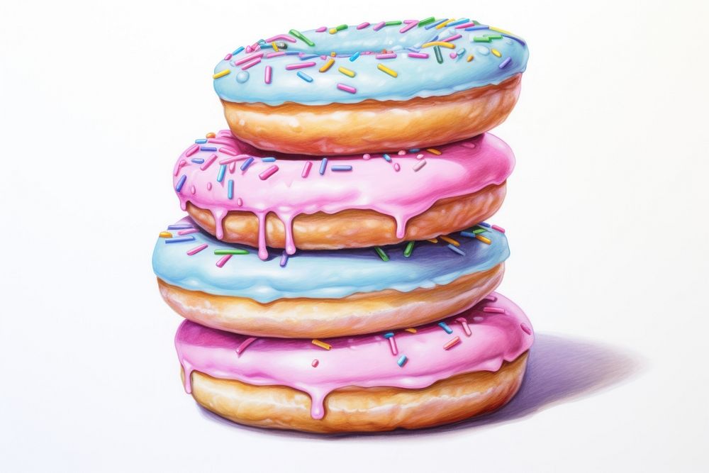 Donut dessert icing food, digital paint illustration. AI generated image