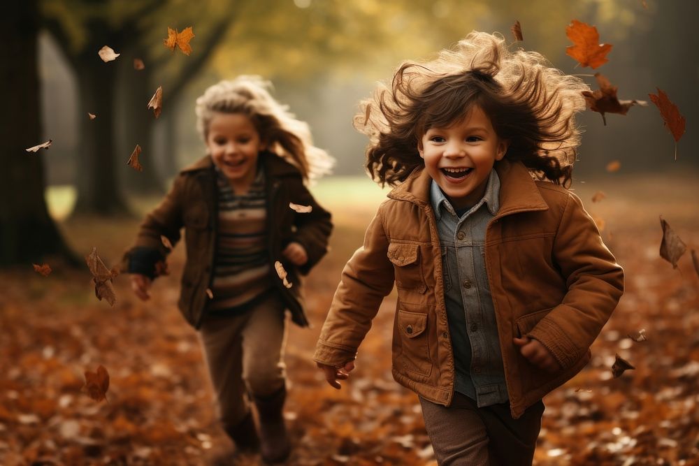 Child portrait outdoors autumn. AI generated Image by rawpixel.