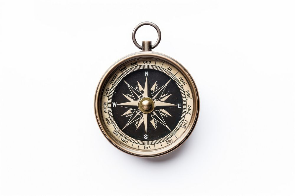 Jewelry compass locket white background. 