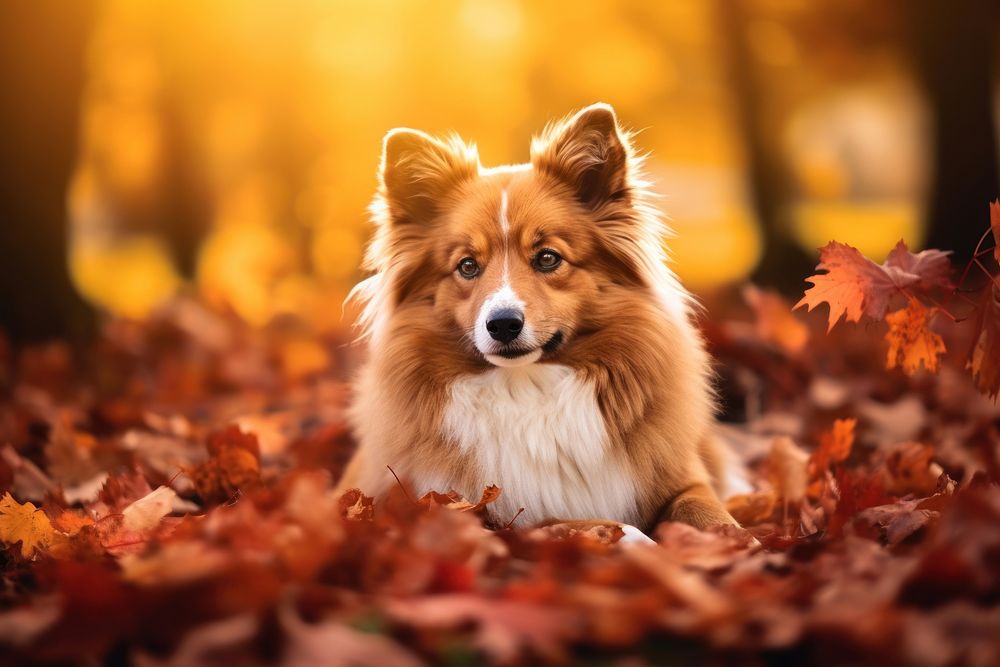 Autumn dog mammal animal. AI generated Image by rawpixel.
