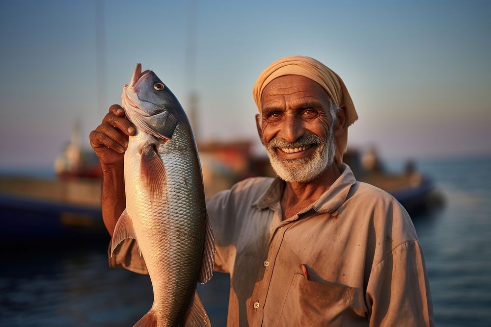 Fish fisherman portrait outdoors. AI generated Image by rawpixel.
