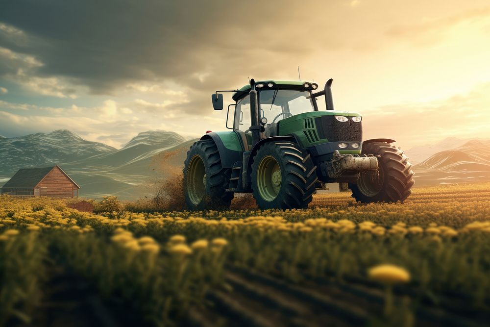 Agriculture tractor outdoors vehicle. AI generated Image by rawpixel.