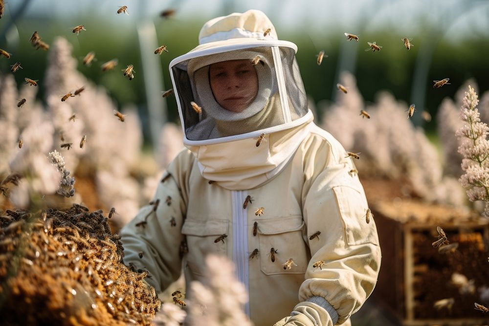 Protection apiculture animal human. AI generated Image by rawpixel.