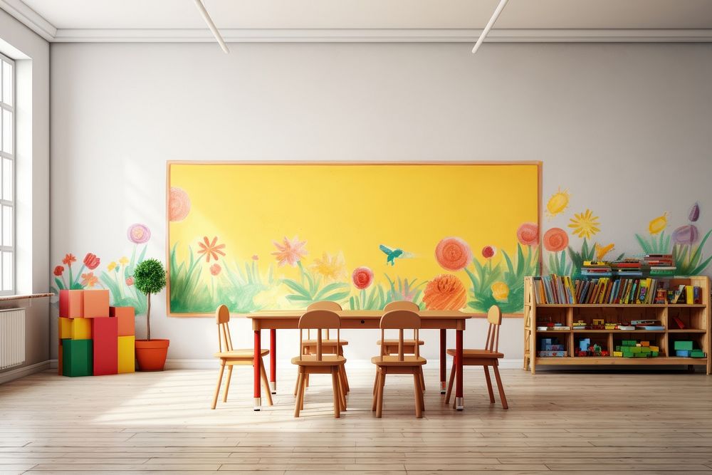 Kindergarten classroom architecture furniture. 