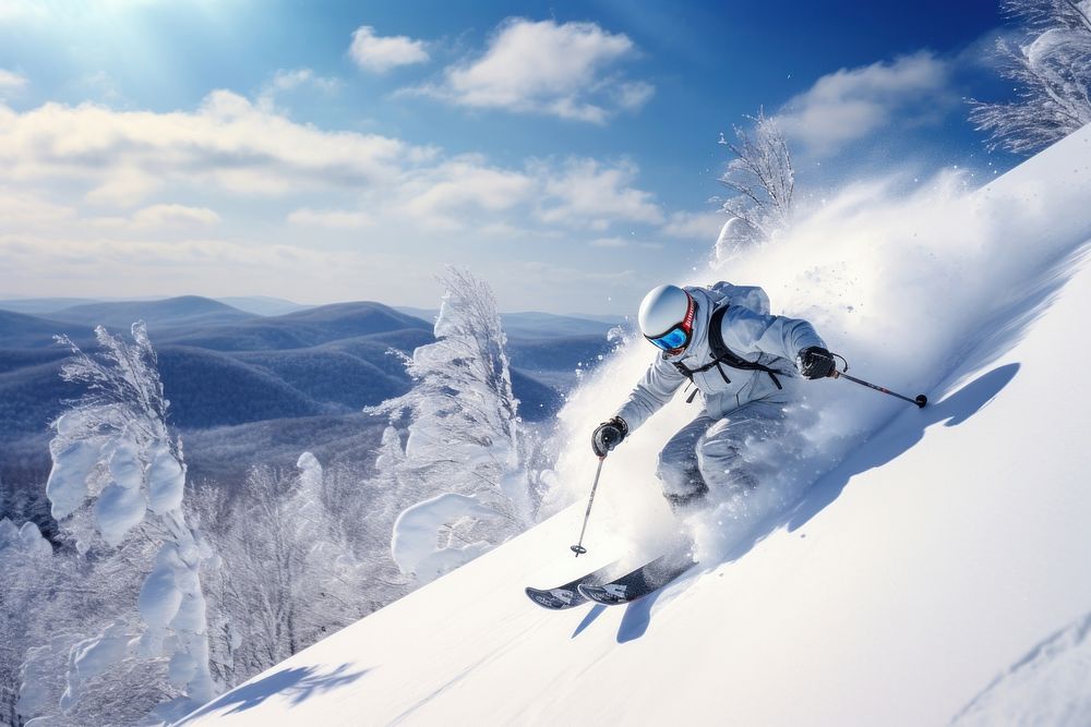 Skiing recreation outdoors nature. AI generated Image by rawpixel.