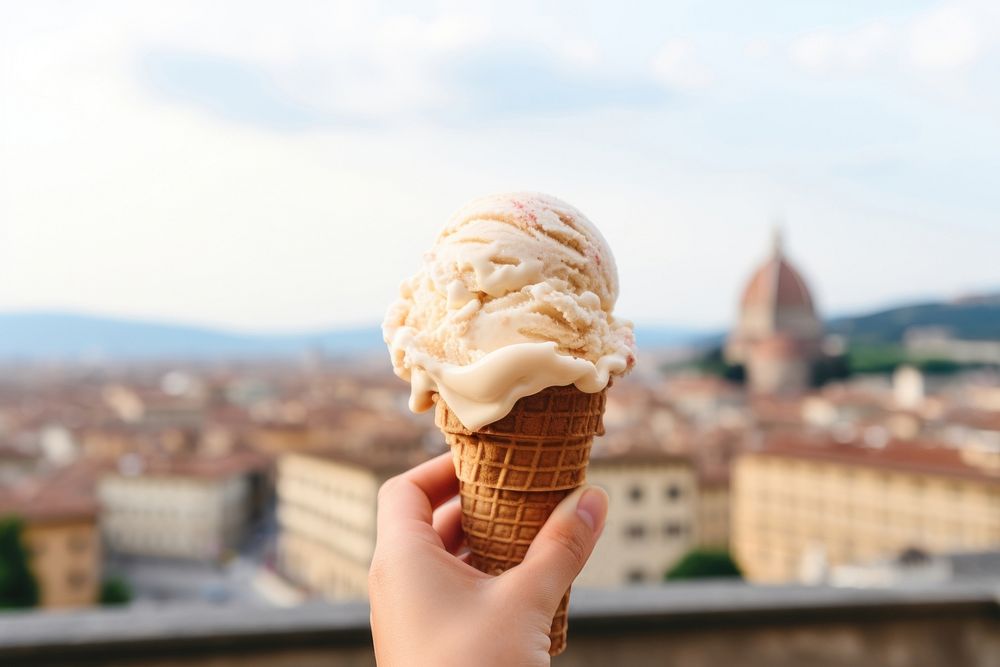 Dessert holding gelato travel. AI generated Image by rawpixel.