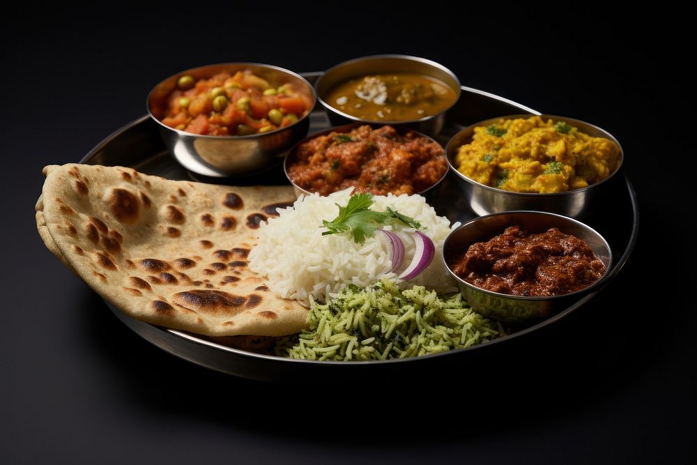 Food plate meat indian food. AI generated Image by rawpixel.