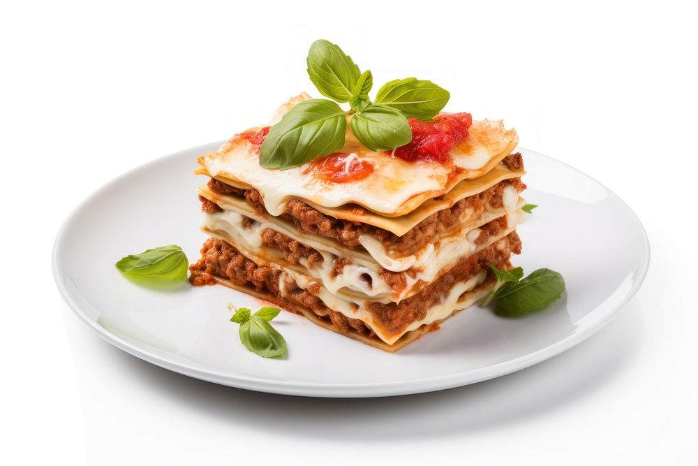 Lasagna plate food breakfast. AI generated Image by rawpixel.