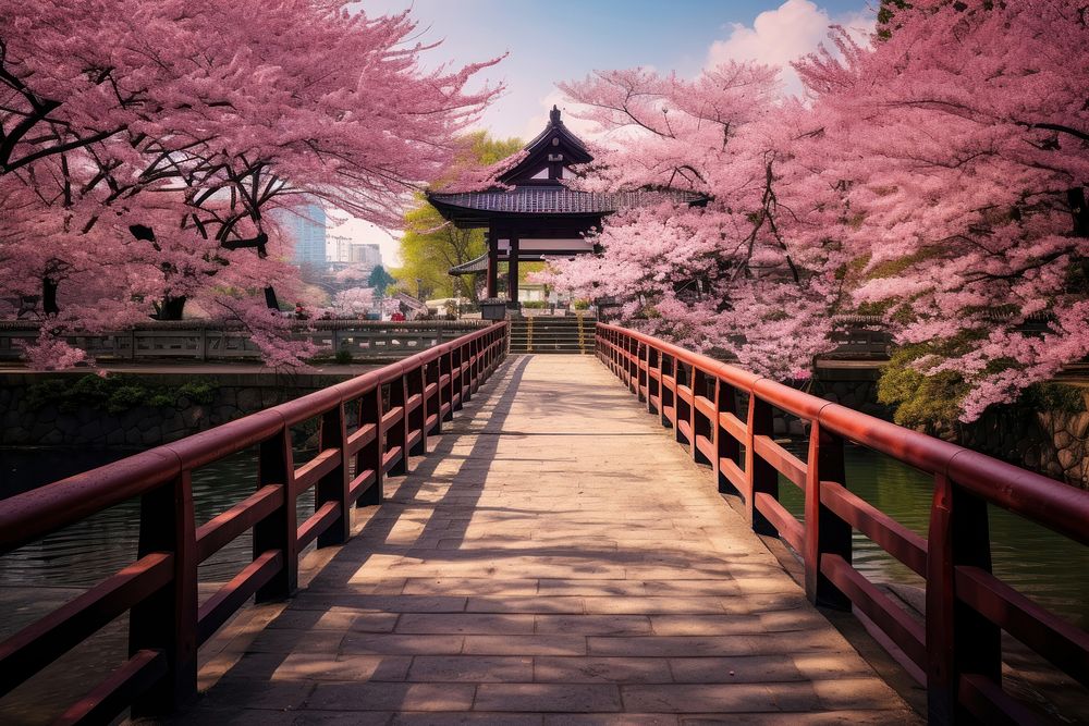 Architecture building outdoors blossom. AI generated Image by rawpixel.