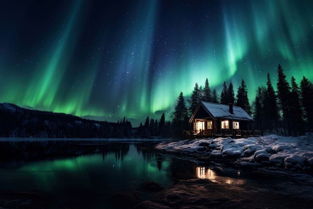 Northern light, Aurora Borealis. AI generated Image by rawpixel.