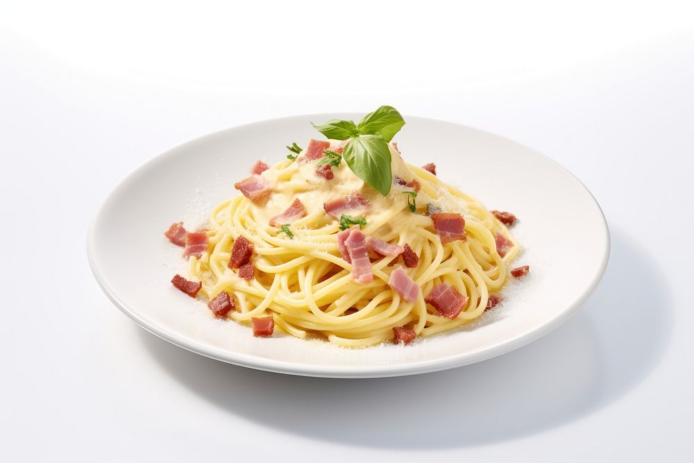 Spaghetti food carbonara pasta. AI generated Image by rawpixel.