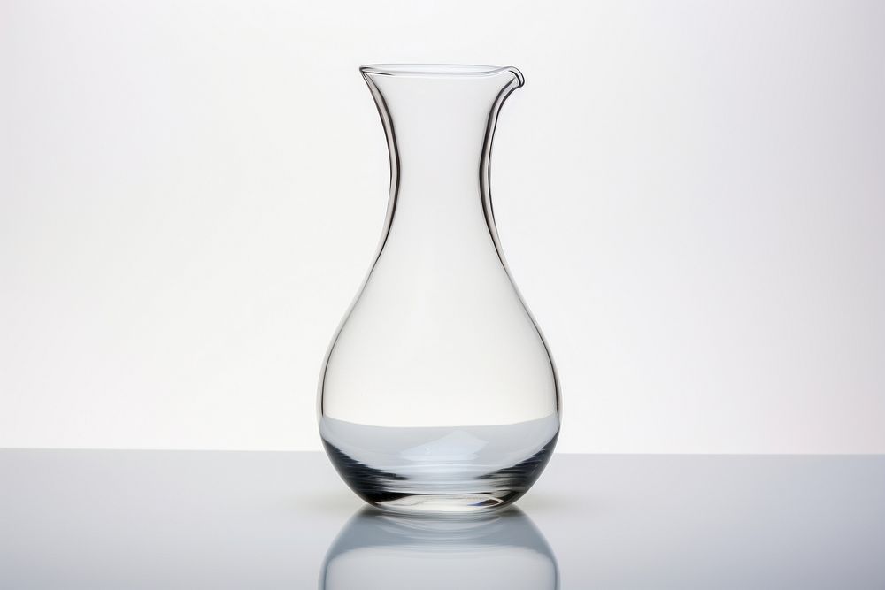 Glass vase jug white background. 