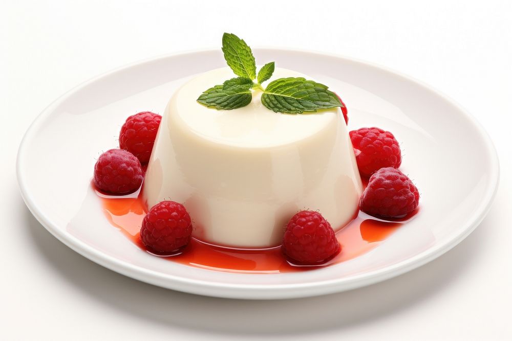 Panna cotta raspberry dessert fruit. AI generated Image by rawpixel.