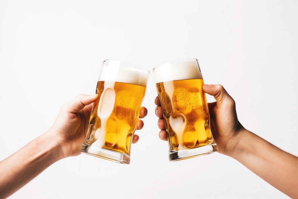 People toasting beer mugs drink lager glass. AI generated Image by rawpixel.
